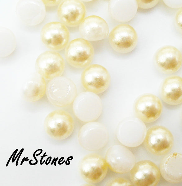 2.5mm (14IHPR) Imitation Creme Pearl Round Glass Cabochon