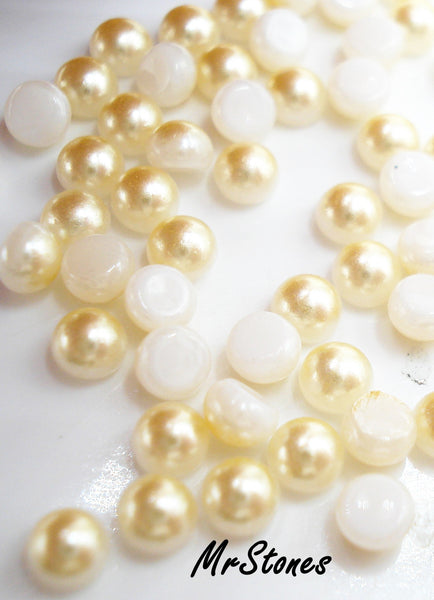 2.5mm (14IHPR) Imitation Creme Pearl Round Glass Cabochon