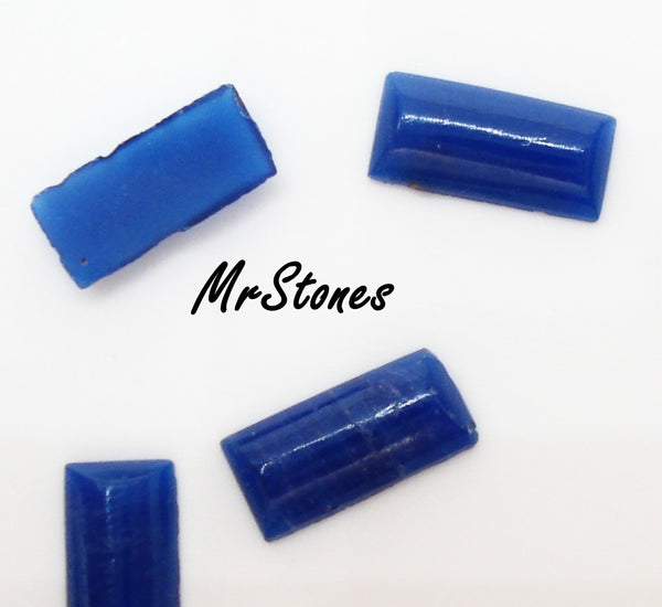 5.75x2.5mm (3932) Lapis Blue Glass Flat Back Baguette