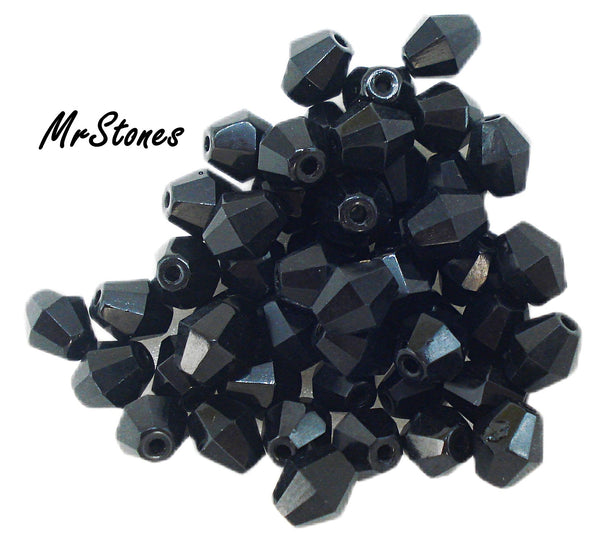 6.3x5.5mm (BEAD) Jet Black Bicone Opaque Glass Bead