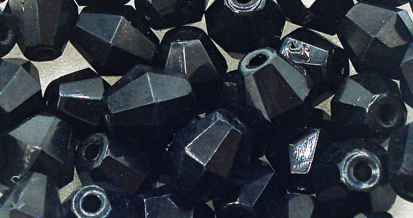 6.3x5.5mm (BEAD) Jet Black Bicone Opaque Glass Bead