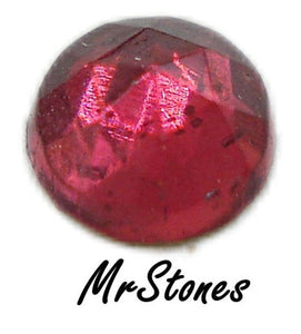 3mm (3293) Ruby Red Rauten Rose Cut Round Fully Faceted Point Top Flat Back