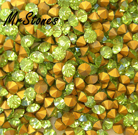 3.4mm (1100) (27pp) M/C Olivine Czech Round Chaton