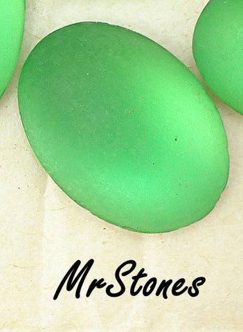 18x13mm (1685) Frosted Matte Peridot Green Oval Cabochon