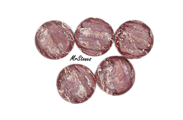 18mm (SKCR) Rose Swirl Foil Sheen Like Acrylic Round Cabochon 6.3mm Thick