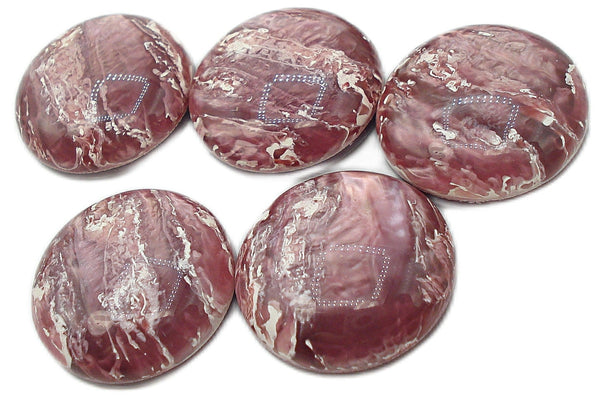 18mm (SKCR) Rose Swirl Foil Sheen Like Acrylic Round Cabochon 6.3mm Thick