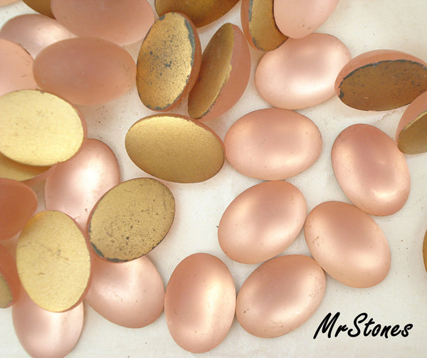 18x13mm (1685) Frosted Matte Rose Pink Oval Cabochon