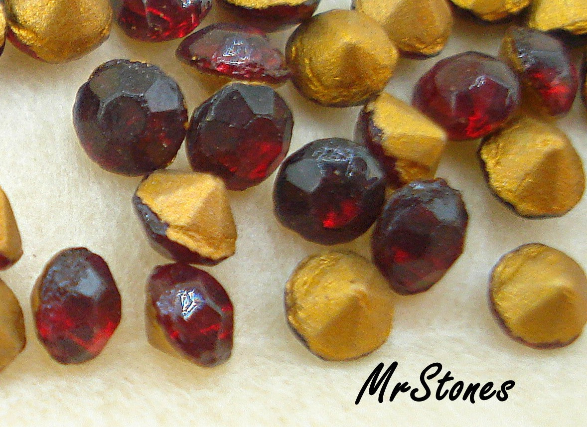 2.2-2.3mm (1100) 16pp) Siam Ruby Czech Fire Polished Round Chaton 1 pc or 1440 pcs