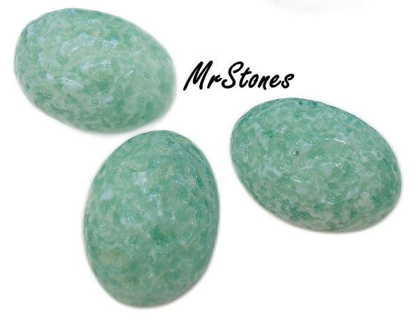 18x13mm (1685) Mint Green Seafoam Nugget Textured Oval Cabochon