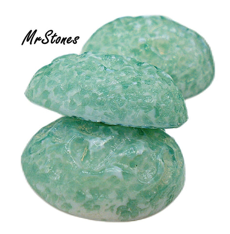 18x13mm (1685) Mint Green Seafoam Nugget Textured Oval Cabochon