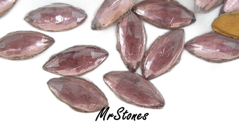 10x4mm (2220/2) Lighter Amethyst Rauten Rose Cut Fully Faceted Marquise Navette 10/$1.00