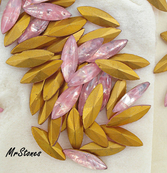 15x4mm (3146) Rose Pink Quartz Marquise Navette Buff Top Doublet (15x5mm)