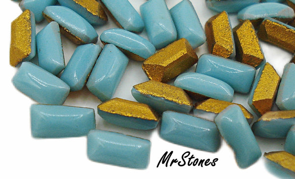 4x2mm (3145) Turquoise Blue Buff Top Doublet Baguette 1pc/$0.25 or 10pc/$1.00