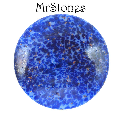 35mm (1684) Lapis Matrix Glass Round Cabochon