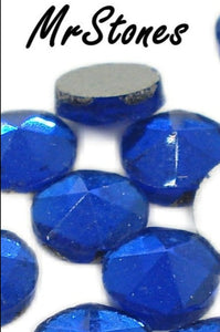 6mm (2020) Rich Sapphire Blue Rauten Rose Cut Round Pointed Top Flat Back