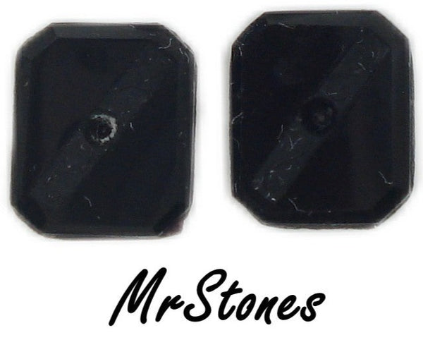 12x10mm (S16) Natural Black Onyx Cushion Octagon w/2mm center hole