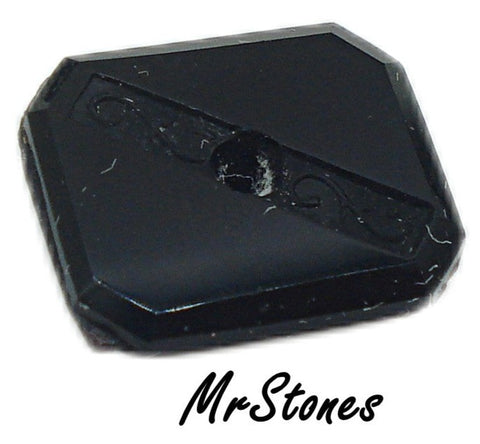 12x10mm (S16) Natural Black Onyx Cushion Octagon w/2mm center hole