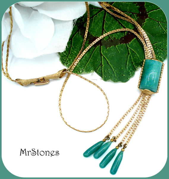 Faux Jade Bolo Necklace 2 Strand