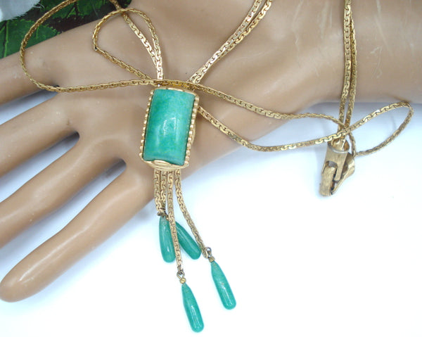 Faux Jade Bolo Necklace 2 Strand