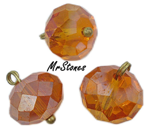 12mm (5040)  Orange Swarovski Glass Bead Gold Tone Dangle