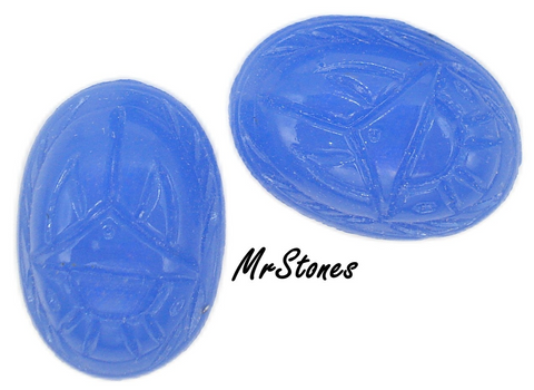 18x13mm (8791) Chalcedony Blue Scarab Beetle Cabochon 6mm Thick