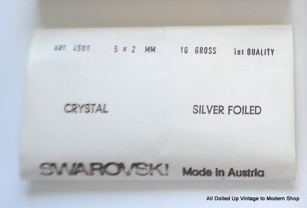 5x2mm (4501) Crystal Silver Foil Baguettes (1) Gross Pkg. (144)