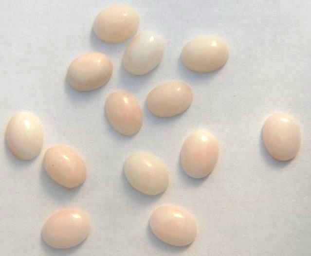 8x6mm Angel Skin Coral Oval Cabochons