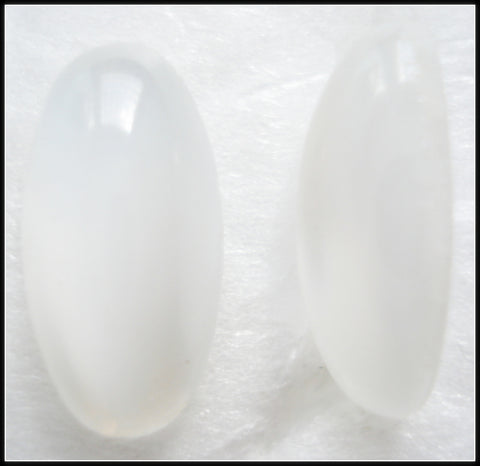 14X7MM (2195) GLASS WHITE MOONSTONE OVAL CABS