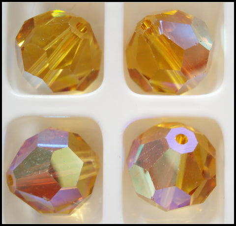 10MM (5300) LIGHT TOPAZ AB GLASS BEADS