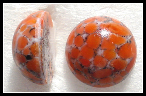 11MM (1684) CORAL MATRIX GLASS CABOCHONS