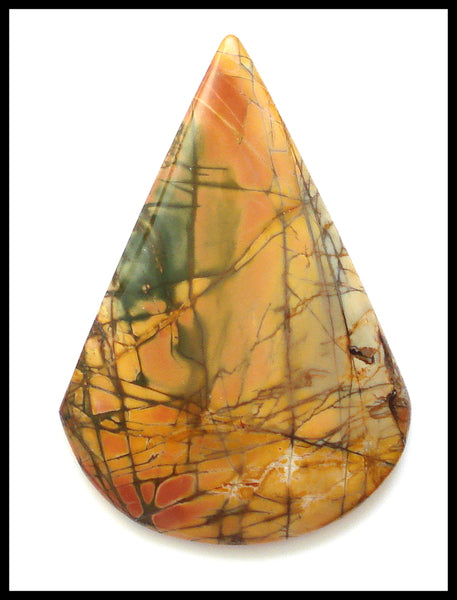 60X40MM NATURAL PEAR SHAPE JASPER CABOCHON