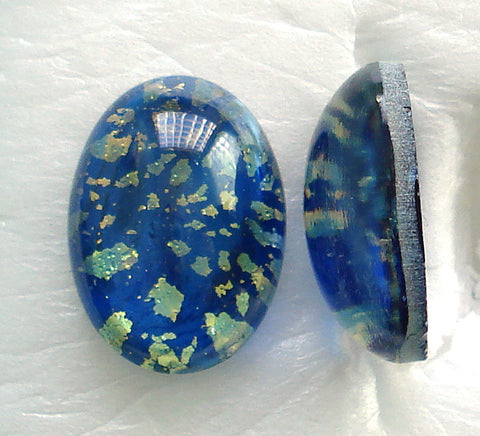 18X13MM (1685) BLUE GREEN GLASS OPAL CABOCHONS