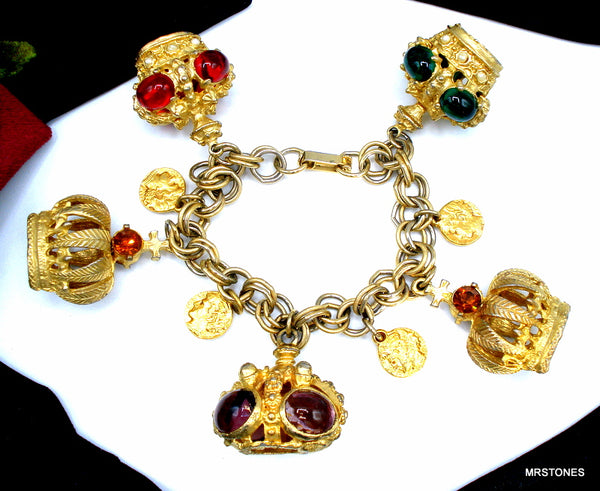 Chunky Royal Crown Coin Charm Bracelet