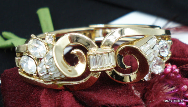 Trifari Hinged Crystal Bracelet