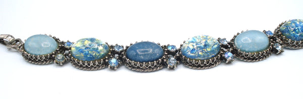 Bracelet Asst Blue Opal Glass Cabs