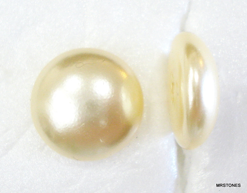 13mm Creme Imitation Pearl Low Dome Round Cabochon