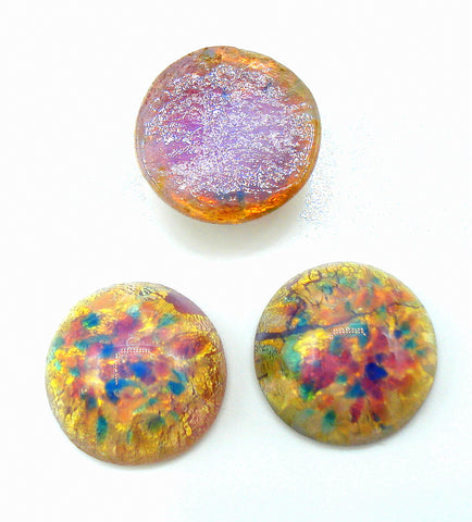 11mm (1684) Glass Fire Opal Round Cabochon