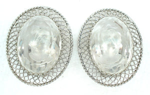 Whiting & Davis Reverse Intaglio Clear Earrings