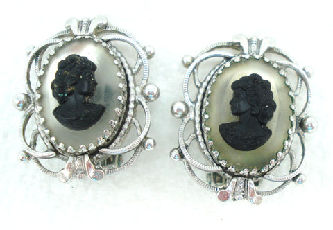 Whiting & Davis Cameo Matte Earrings