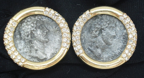 Ciner Roman Rhinestone Earrings