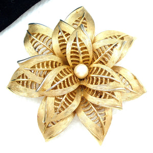 Boucher Flower Brooch Faux Pearl