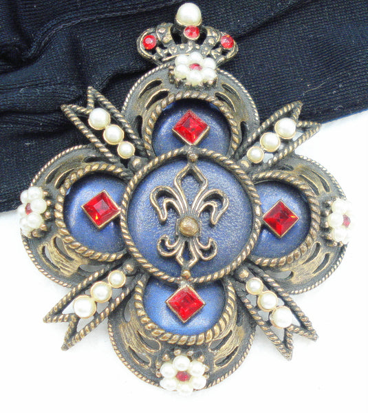 Weiss Crescent Majestic Crown Brooch