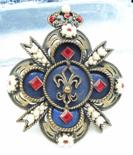 Weiss Crescent Majestic Crown Brooch