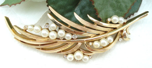 Trifari 2 7/8" Leaf Brooch