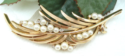 Trifari 2 7/8" Leaf Brooch