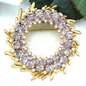 BSK Lt Amethyst Pearl Wreath Brooch