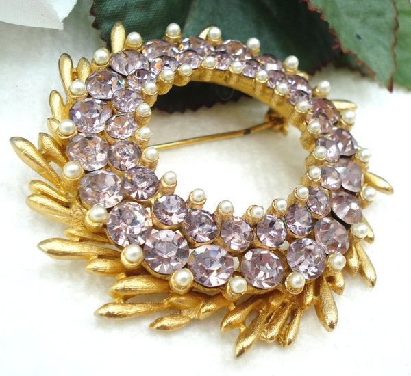 BSK Lt Amethyst Pearl Wreath Brooch