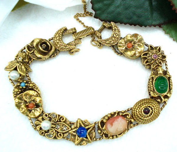 Goldette Unsigned Slide Charm Bracelet