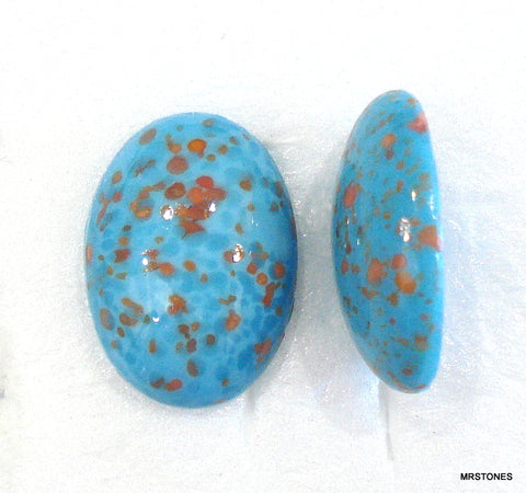 18x13mm (1685) Glass Turquoise #3 Matrix Oval Cabochon