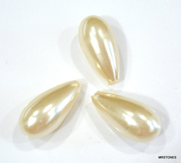 20x10mm (5806) Cream Imitation Pearl Pear One Hole Half Drilled Teardrop